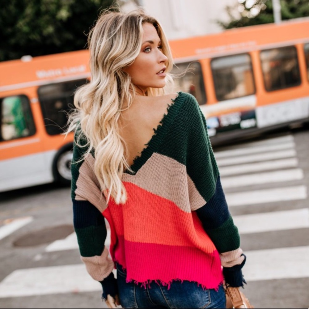 NWOT Fierce Distressed Versatile Knit Sweater